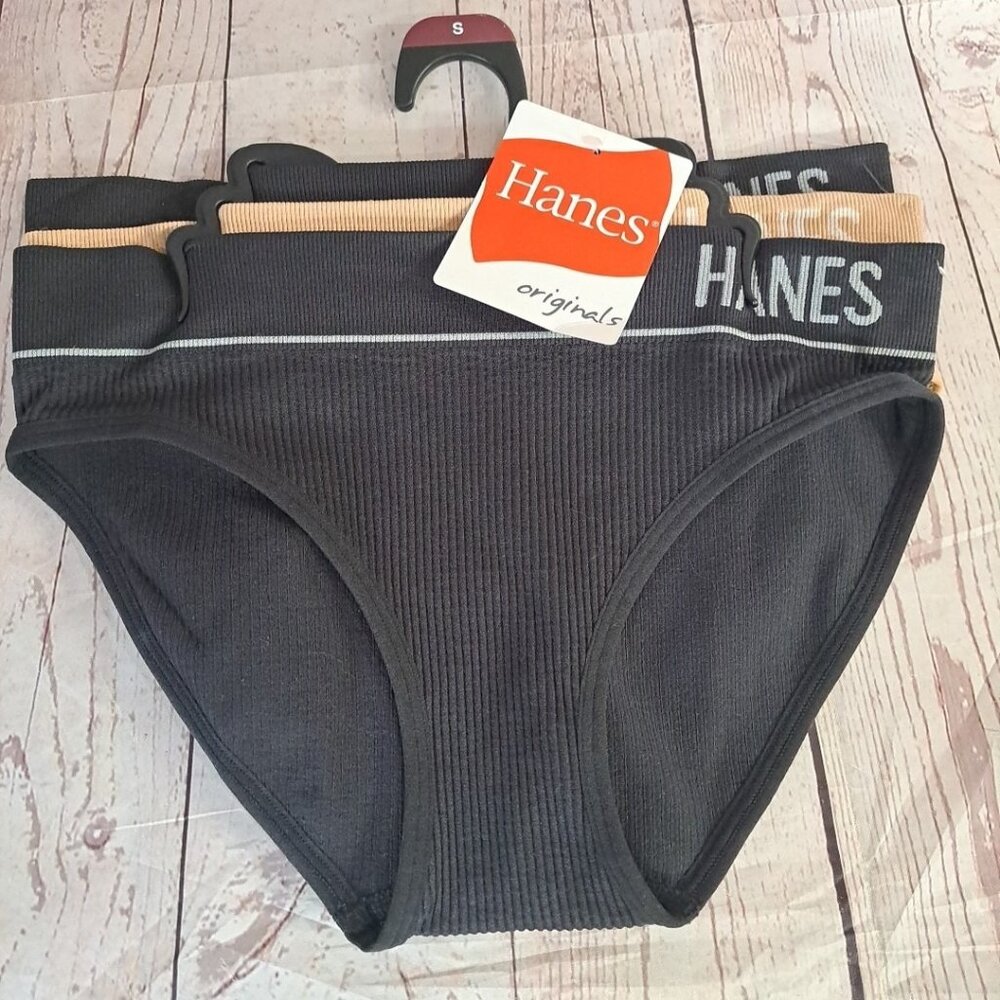 Hanes Originals Women's Seamless Rib Bikini Underwear , 3-pack Small - Picture 1 of 4